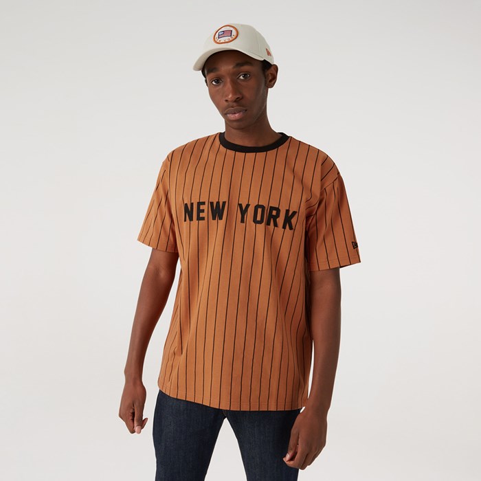 New Era New York Pinstripe Miesten T-paita Ruskea - New Era Vaatteet Finland FI-927560